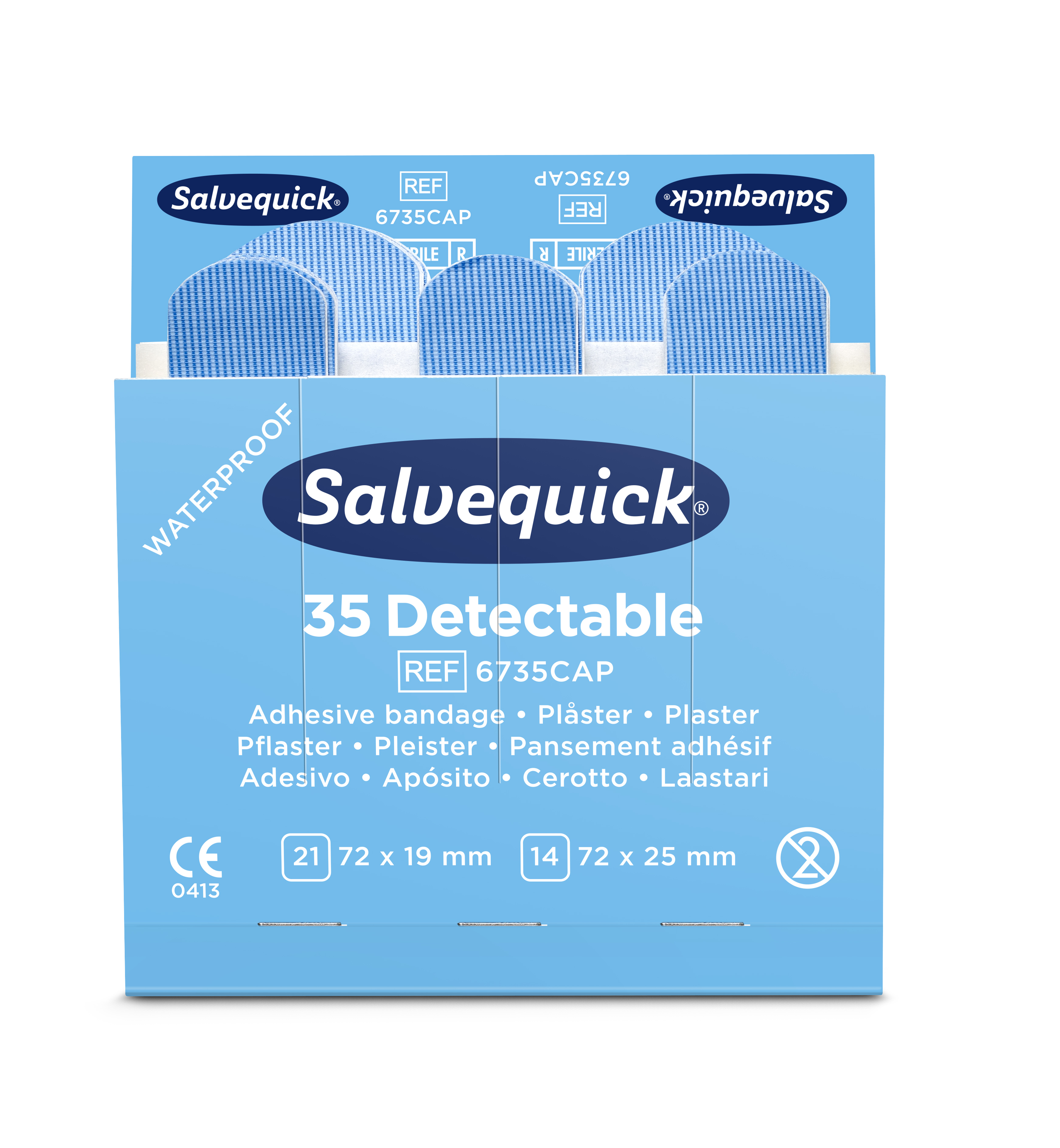 6735CAP-Salvequick-Blue-Detectable-Plaster-Front